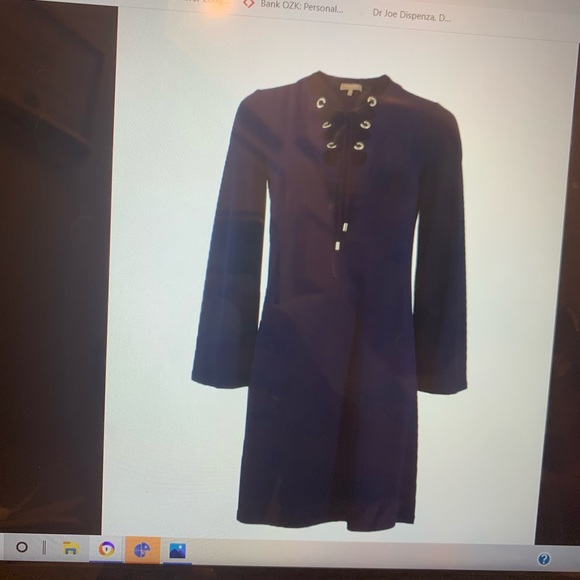 Calvin Klein Navy Dress Lace V-neck size small - Picture 2 of 11